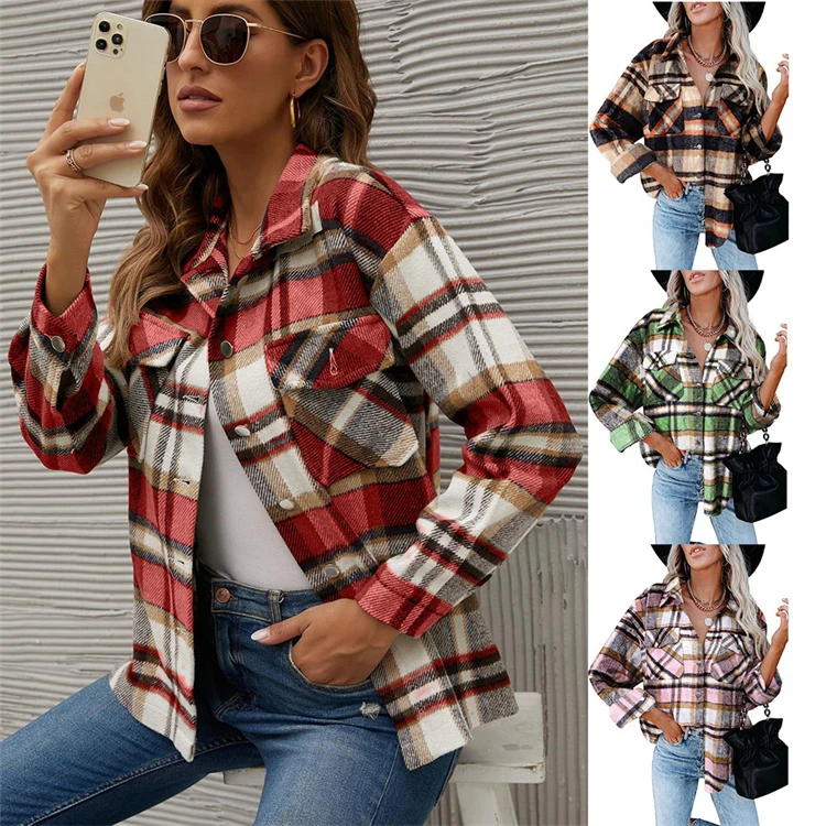 Casual Ladies Loose Shirts Long Sleeve Plaid Autumn Women Flannel Blouse, Customized color
Casual Ladies Loose Shirts Long Sleeve Plaid Autumn Women Flannel Blouse, Customized color