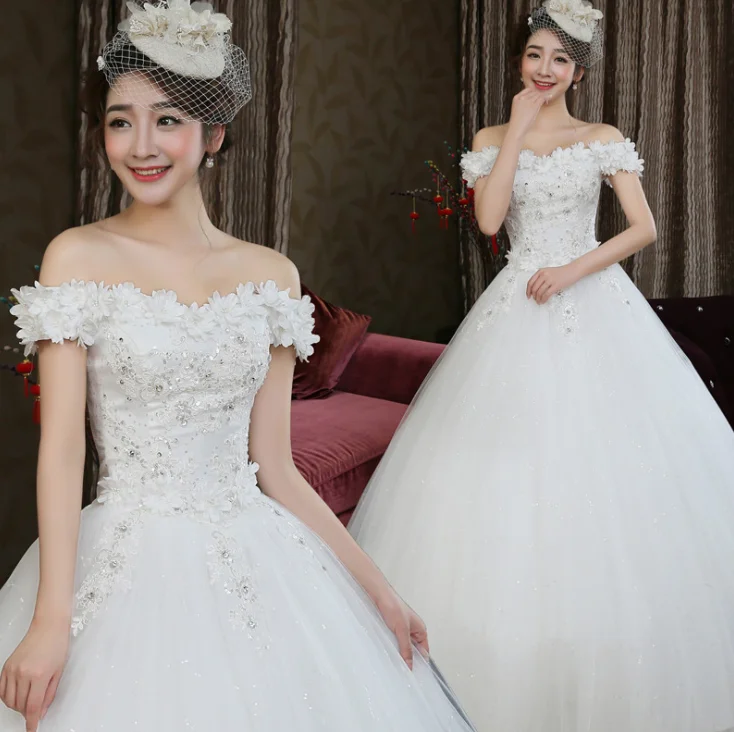 

Cheap hight quality floor length beige white wedding dress bridal gown 2021 bride dress