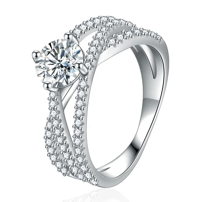 Wholesale custom ladies 18K gold plated 925 sterling silver 1 carat 6.5 mm diamond engagement wedding ring, White
Wholesale custom ladies 18K gold plated 925 sterling silver 1 carat 6.5 mm diamond engagement wedding ring, White
