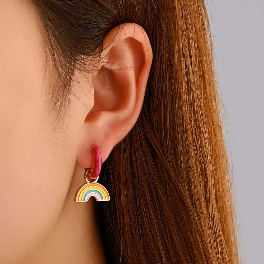 Non Tarnish Cute Children Girls Women Jewelry Gold Plated Custom Enamel Huggie Rainbow Drop Earrings
Non Tarnish Cute Children Girls Women Jewelry Gold Plated Custom Enamel Huggie Rainbow Drop Earrings