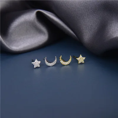 Hot Sale Shiny 925 Sterling Silver CZ Moon Star Earrings Geometric Full Cubic Zirconia Star Moon Stud Earrings For Women
Hot Sale Shiny 925 Sterling Silver CZ Moon Star Earrings Geometric Full Cubic Zirconia Star Moon Stud Earrings For Women