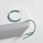 Quater Natural Stone Hoop Earring Blue Pink Bead Earrings TurFolk Style Earring