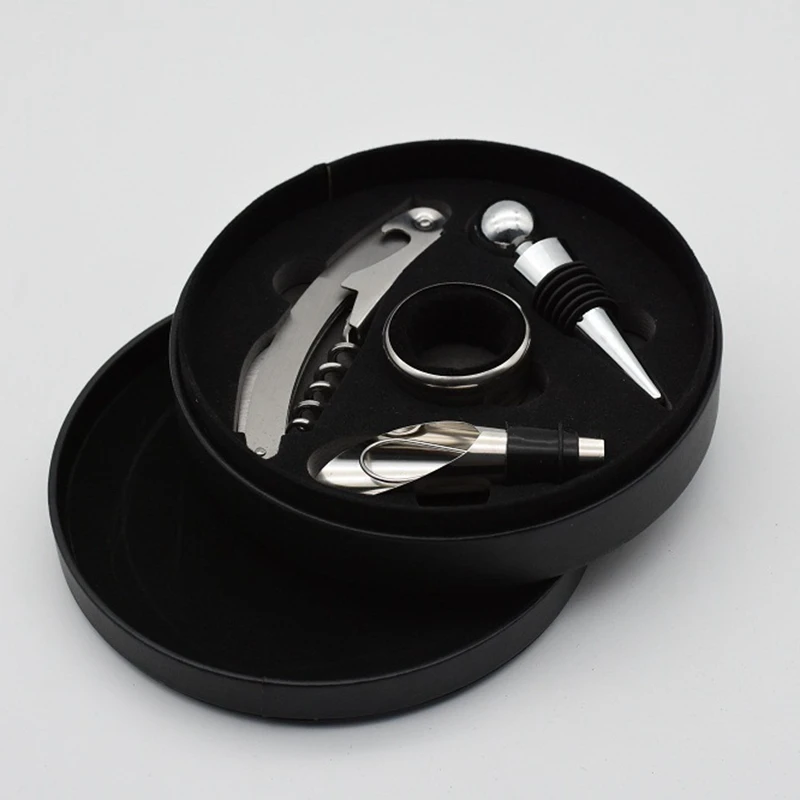 FF108 PU Box Wine Lover Gift Foil Cutter Stopper Waiters Corkscrew Set Christmas Stainless Steel Wine Opener Set, Black
FF108 PU Box Wine Lover Gift Foil Cutter Stopper Waiters Corkscrew Set Christmas Stainless Steel Wine Opener Set, Black