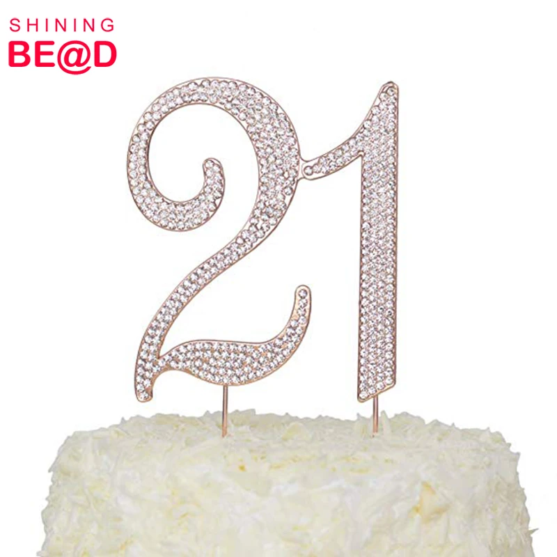Горный хрусталь 21 фигурки для торта для 21 день рождения/юбилей украшения для вечеринок