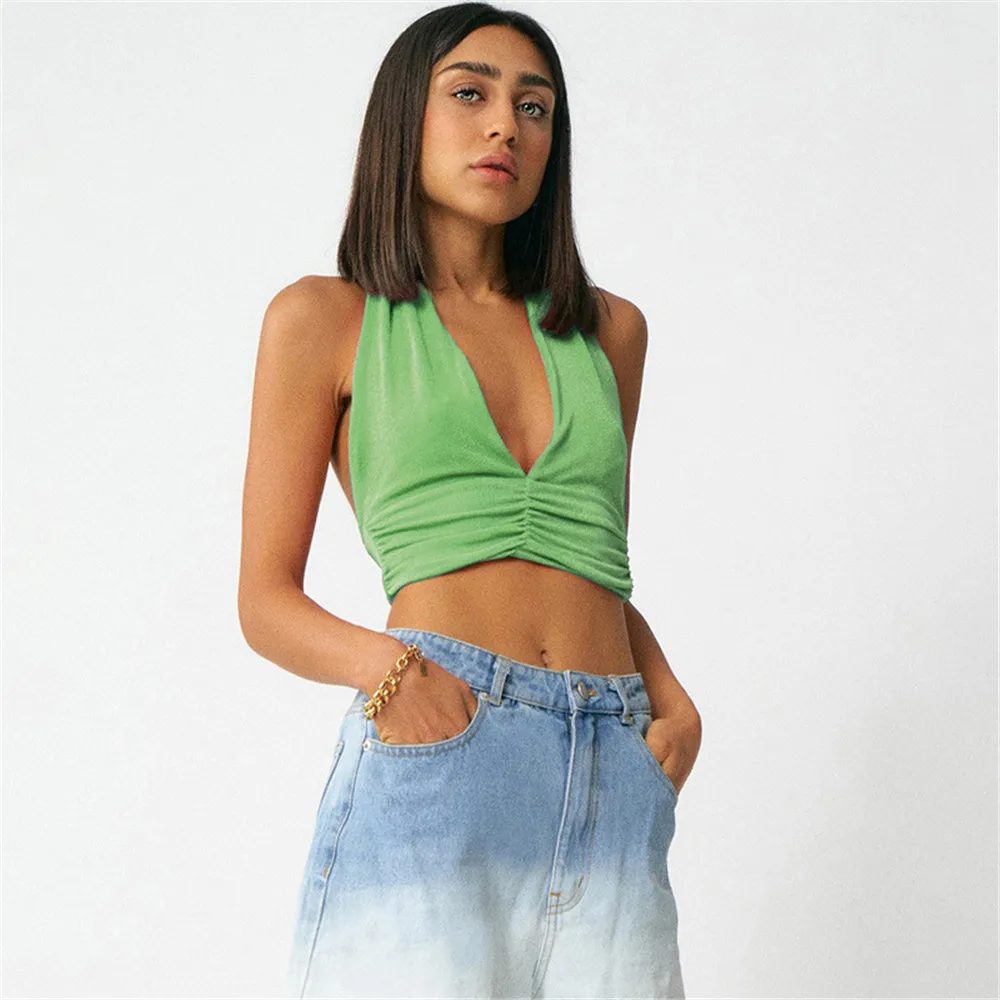 Women's Summer Halter Neck Solid Color Knitted Crop Top Sleeveless Backless Camisole
Women's Summer Halter Neck Solid Color Knitted Crop Top Sleeveless Backless Camisole