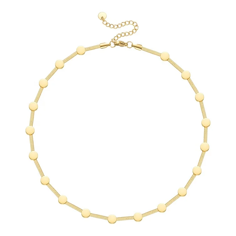 18K Gold Plated Stainless Steel Jewelry Snake Chain Metal Circle Shape Charms Accessories Necklace P213227
18K Gold Plated Stainless Steel Jewelry Snake Chain Metal Circle Shape Charms Accessories Necklace P213227