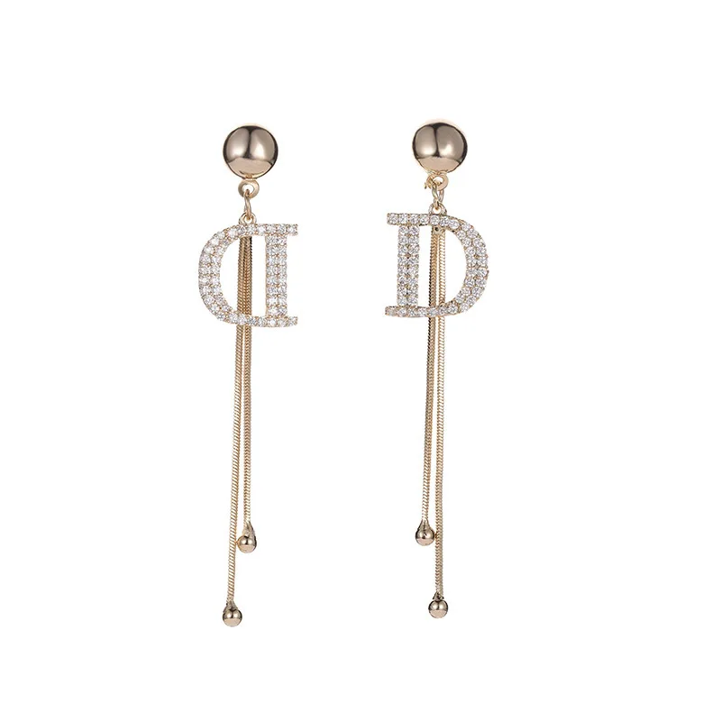 Real Gold plating fashion diamond letter earrings tassel long earrings elegant dd earrings
Real Gold plating fashion diamond letter earrings tassel long earrings elegant dd earrings