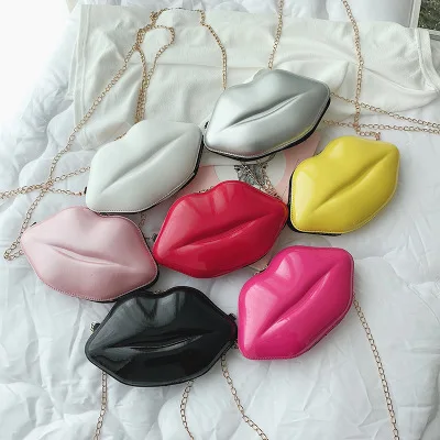 spring new ladies lip hand bag latest trend pvc purses lovely one-shoulder cross-body chain small bag, White,yellow,red,black,silver,pink,rose red
spring new ladies lip hand bag latest trend pvc purses lovely one-shoulder cross-body chain small bag, White,yellow,red,black,silver,pink,rose red