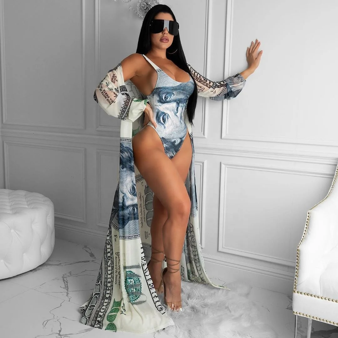 Stylish Cloak Swimsuit with Dollar Print Swimwear Bikini Swimsuit Sexy Girl Woman Lady Print Sportswear
Stylish Cloak Swimsuit with Dollar Print Swimwear Bikini Swimsuit Sexy Girl Woman Lady Print Sportswear