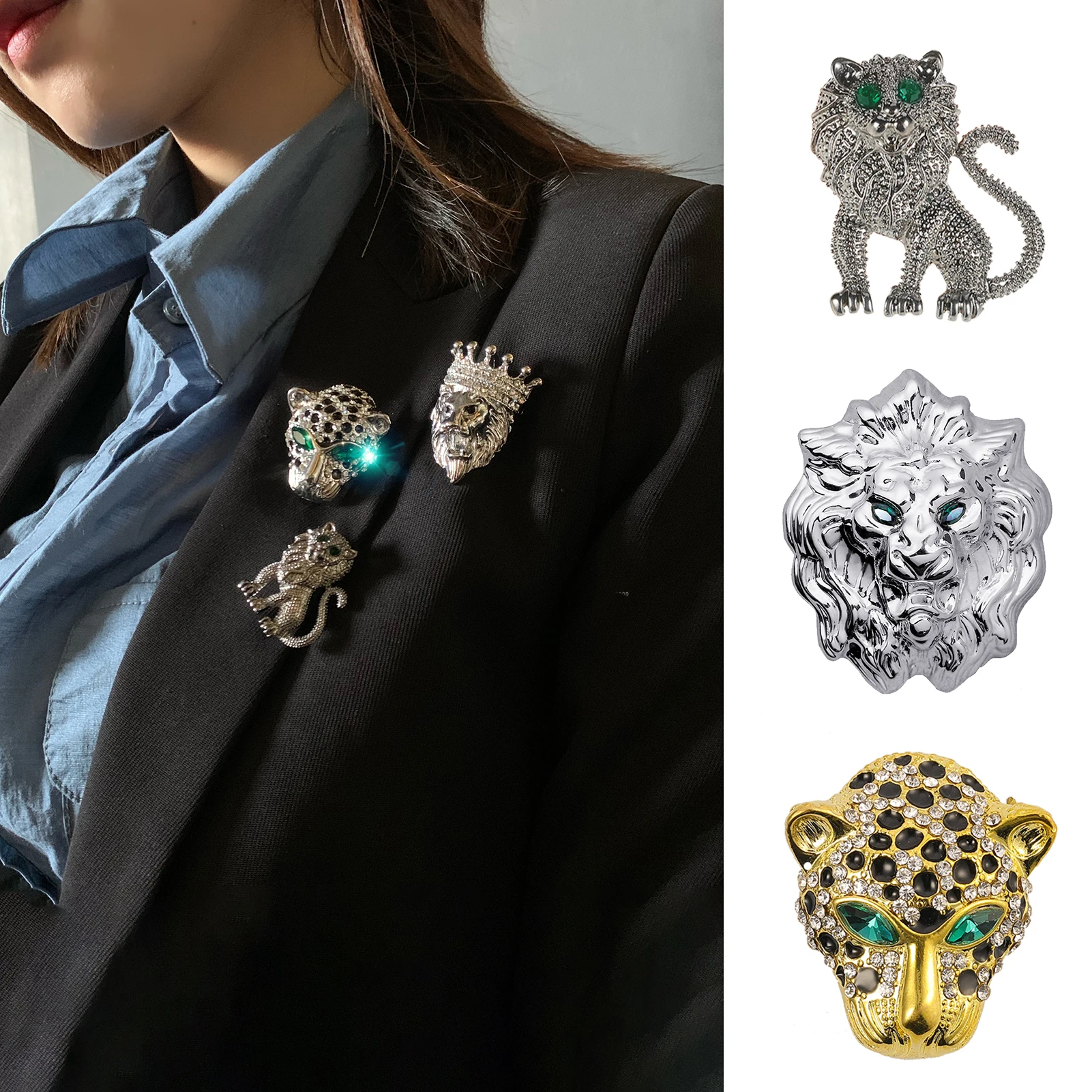 

JAENONES Hot Selling New Products Designer Vintage Animal Brooch Alloy Lion Brooches For Men