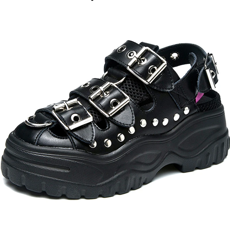 2021 Leather Gladiator Sandals Women Rivet Punk Retro Platform Sandals Thick Sole 5 cm Buckle Small Fragrance Ladies Sandals
2021 Leather Gladiator Sandals Women Rivet Punk Retro Platform Sandals Thick Sole 5 cm Buckle Small Fragrance Ladies Sandals