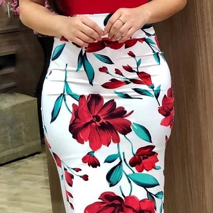 New Chemical Fiber Slim Long Skirt High Waist One-Piece Dress Women Floral High-End Clothing Dress//
New Chemical Fiber Slim Long Skirt High Waist One-Piece Dress Women Floral High-End Clothing Dress//