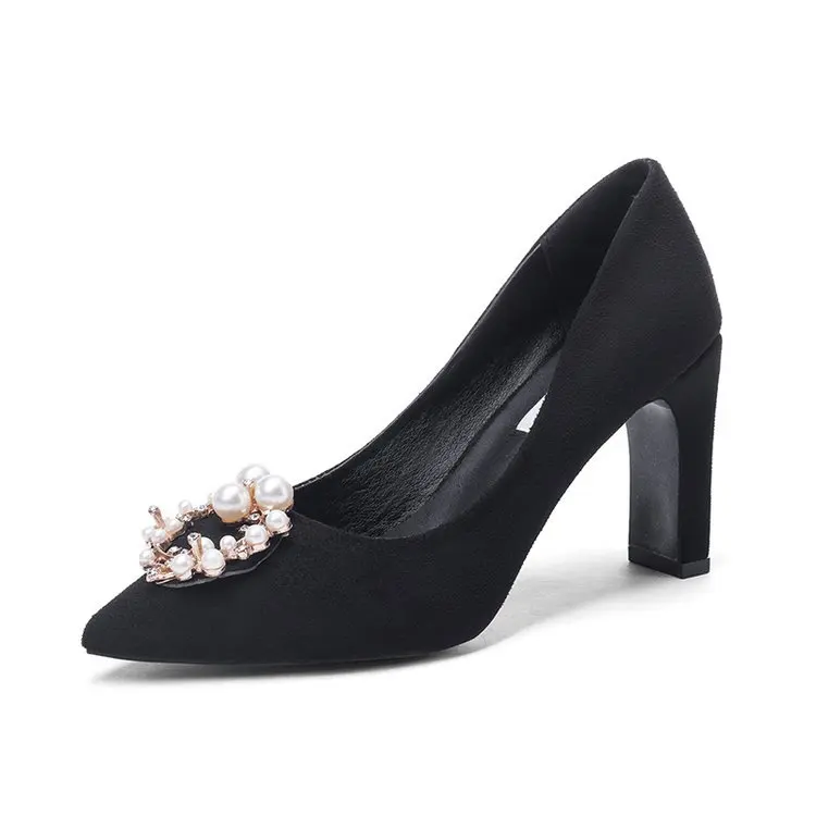 Women Casual Velvet Fabric Block Heel Pearls High Heel Dress Shoes For Wedding Banquet Party Large Size Heels Shoes
Women Casual Velvet Fabric Block Heel Pearls High Heel Dress Shoes For Wedding Banquet Party Large Size Heels Shoes