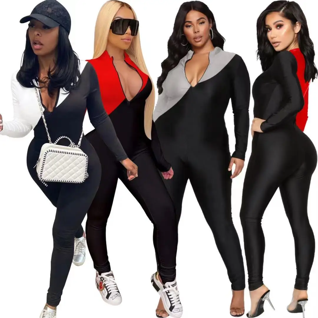 2021 New Arrivals Fashion Women Casual Front Zipper Long Sleeve Slim Pants Color Patchwork Jumpsuit, Picture show
2021 New Arrivals Fashion Women Casual Front Zipper Long Sleeve Slim Pants Color Patchwork Jumpsuit, Picture show