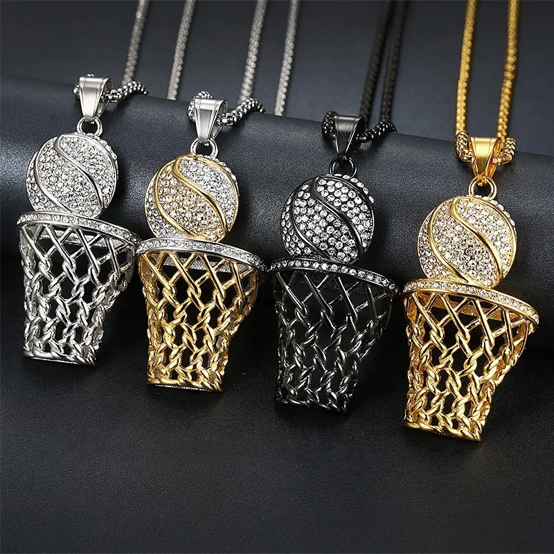 Hip Hop Gold Plated Men Sport Ball Game Crystal Rhinestone Pendant Basketball Hoop Stand Necklace, 18k gold, silver, black
Hip Hop Gold Plated Men Sport Ball Game Crystal Rhinestone Pendant Basketball Hoop Stand Necklace, 18k gold, silver, black