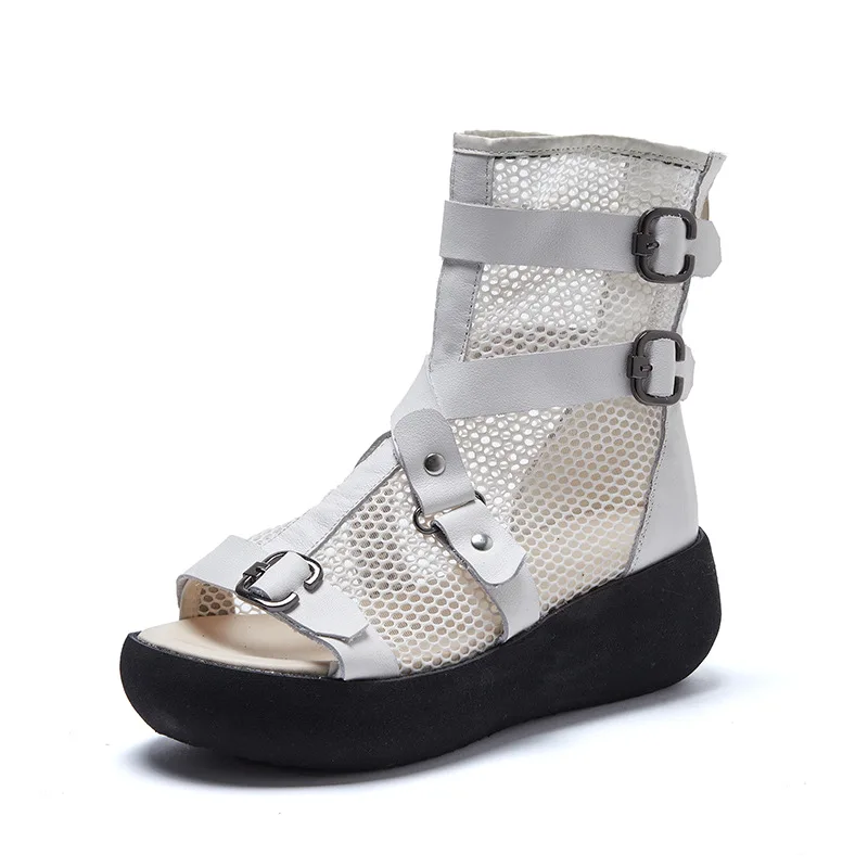 Summer Stylish Sandal Women High Top Open Toe Flat Shoes Platform Boots, White/black/yellow
Summer Stylish Sandal Women High Top Open Toe Flat Shoes Platform Boots, White/black/yellow