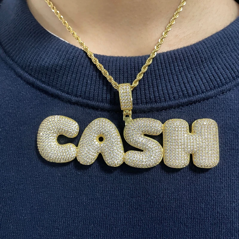 Custom Bubble Letter Pendant Necklace Iced Out Unisex Hip Hop Personalized Initial Name Plate Necklace
Custom Bubble Letter Pendant Necklace Iced Out Unisex Hip Hop Personalized Initial Name Plate Necklace