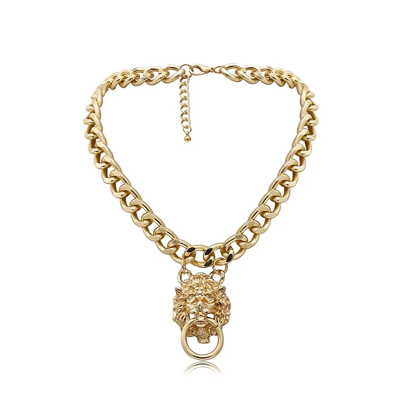 Punk Metal Thick Chain Hip-Hop Exaggerated Lion Head Pendant Necklace Gothic Short Chain Fashion Jewelry Accessories
Punk Metal Thick Chain Hip-Hop Exaggerated Lion Head Pendant Necklace Gothic Short Chain Fashion Jewelry Accessories