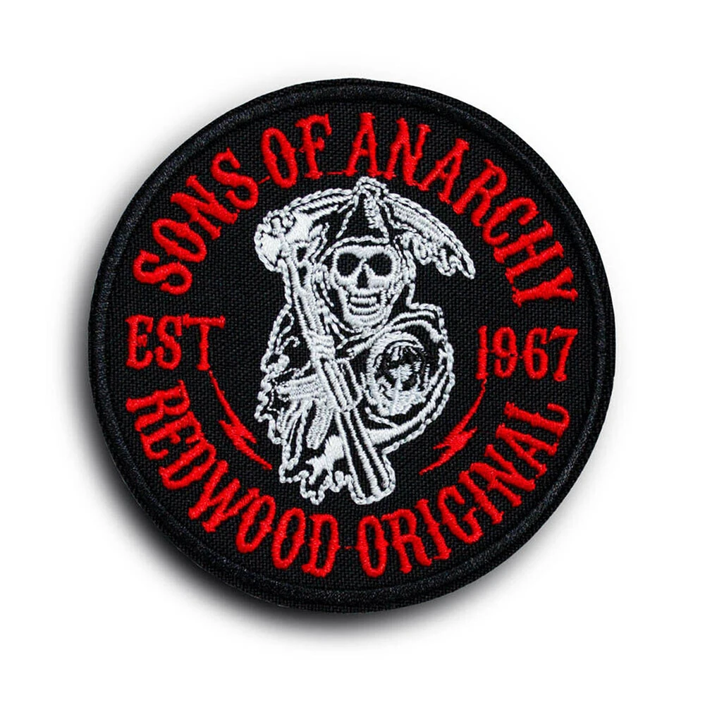 Son of Badges Anarchy Biker Jackets Accessories Designer Logo Heat Pressing Custom Iron on Embroidery Patch
Son of Badges Anarchy Biker Jackets Accessories Designer Logo Heat Pressing Custom Iron on Embroidery Patch