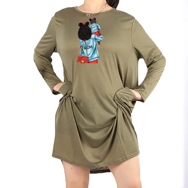 Logo Print Casual Tshirt Dress Women Loose Streetwear Dress Long Sleeve T Shirt Dress with Mom Baby
Logo Print Casual Tshirt Dress Women Loose Streetwear Dress Long Sleeve T Shirt Dress with Mom Baby