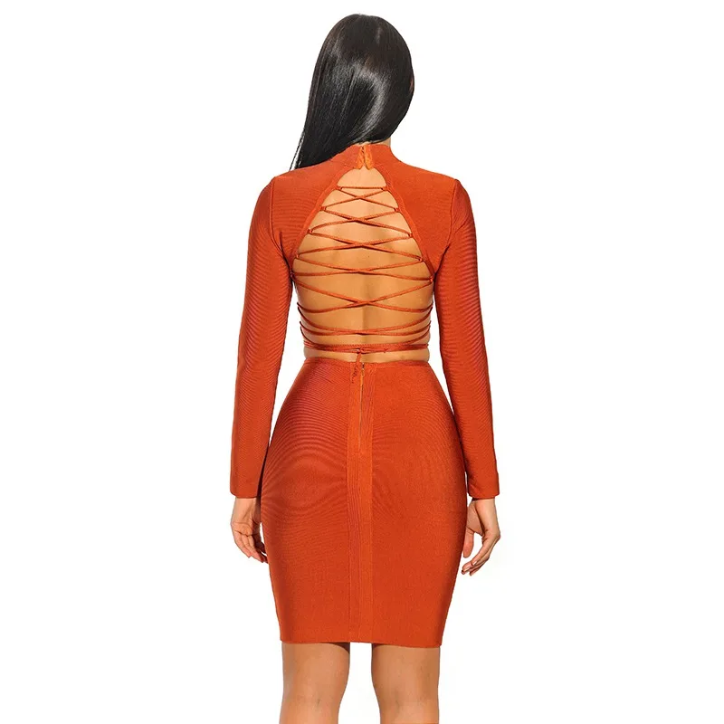 Sexy Backless Full Sleeve Bandage Dress New Fashion Lace Up Sheath Dresses Celebrity Party Club Elegance Vestidos Autumn Winter
Sexy Backless Full Sleeve Bandage Dress New Fashion Lace Up Sheath Dresses Celebrity Party Club Elegance Vestidos Autumn Winter