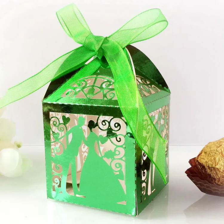 laser cut candy box bride and groom wedding paper favor sweet