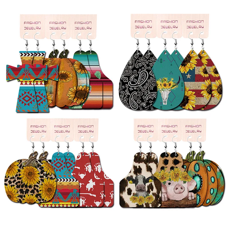 Western Printed PU Leather Earrings Set Geometric Cow Animal Pumpkin Cowboy Retro Earrings Jewellery Gifts
Western Printed PU Leather Earrings Set Geometric Cow Animal Pumpkin Cowboy Retro Earrings Jewellery Gifts
