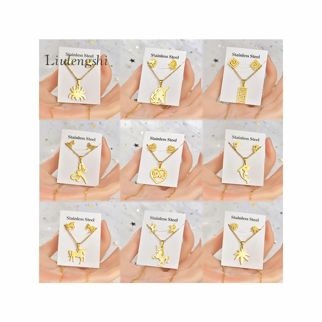 2022 Women Jewelry Set Gold Plated Stainless Steel Jewelry Set Fashion Animals Pendant Necklace Earrings Jewelry Sets, Gold color
2022 Women Jewelry Set Gold Plated Stainless Steel Jewelry Set Fashion Animals Pendant Necklace Earrings Jewelry Sets, Gold color