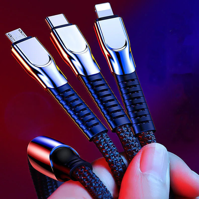 Wholesale 3 in 1 USB Charging Cable Metal Connector Durable Mobile Phone Data Cable Apple Samsung Charging Cable
Wholesale 3 in 1 USB Charging Cable Metal Connector Durable Mobile Phone Data Cable Apple Samsung Charging Cable