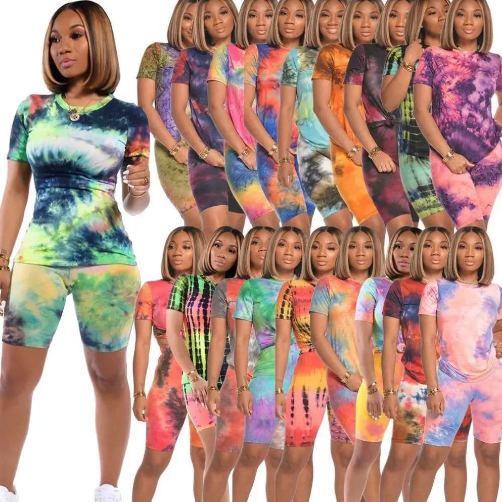 Hot Selling Summer Fashion Tie Dye Multi-Style Short Sleeves Snack Shorts Two Piece Set Womens Clothing, As picture shown
Hot Selling Summer Fashion Tie Dye Multi-Style Short Sleeves Snack Shorts Two Piece Set Womens Clothing, As picture shown