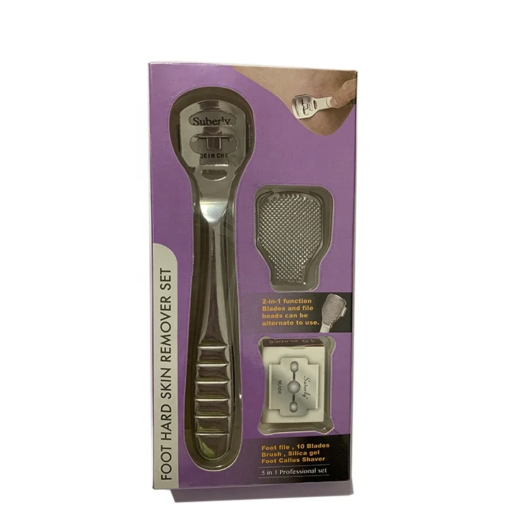 High Quality Wooden Handle Callus Shaver Set With 10 Pieces Replacement Slices