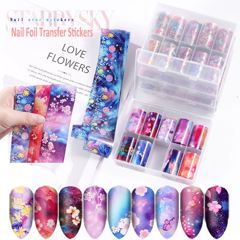 10pcs Colorful Flowers Stickers Nails Foil Transfer Starry Sky Summer Sliders For Manicure Nail Art Decoration
10pcs Colorful Flowers Stickers Nails Foil Transfer Starry Sky Summer Sliders For Manicure Nail Art Decoration