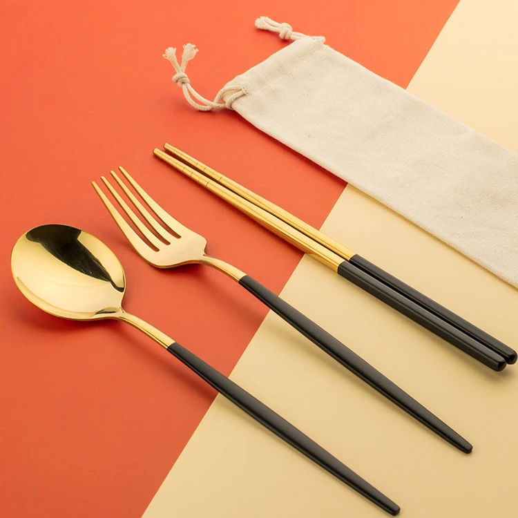 Picnic personal modern black and gold 3 in 1 portable travel camping cutlery set bag cutleri, Silver / gold / white gold / green gold / pink gold / black gold
Picnic personal modern black and gold 3 in 1 portable travel camping cutlery set bag cutleri, Silver / gold / white gold / green gold / pink gold / black gold