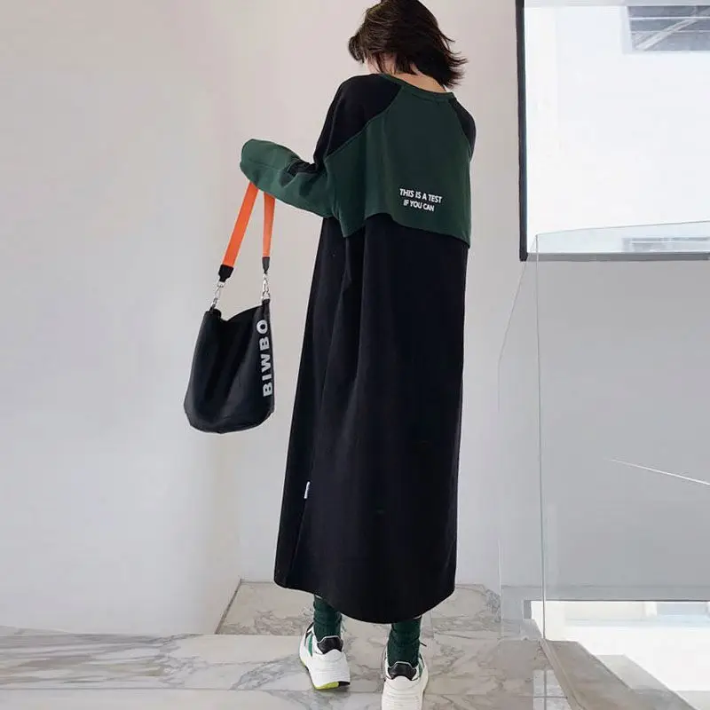 Fashion Autumn Plain Pullover Casual Hoodies Women Long Sleeve Maxi Hoodie Dress, Green/gray
Fashion Autumn Plain Pullover Casual Hoodies Women Long Sleeve Maxi Hoodie Dress, Green/gray