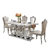 White Luxury 4 6 8 10 12 Seater Large Long Rectangle Marble Modern Top Dining Table Set