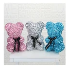 40cm Bling Pearl Bear Valentin Gift Box Valentine Rose Bear Foam Teddy Bear Flower Gift For Girlfriend