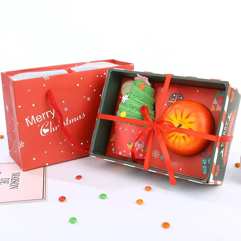 hot sale 30*30cm cotton christmas gift towels with custom