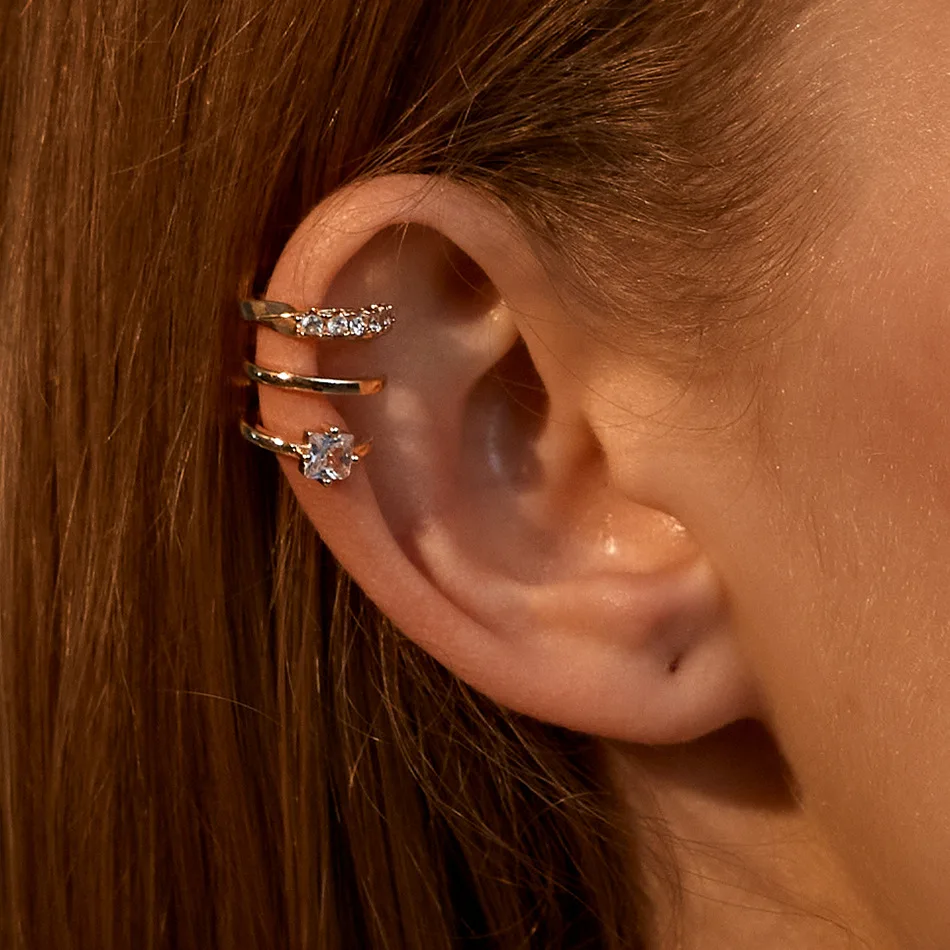 New Personalized Simple Ins Style Three-layer Temperament With Zircon Clip On Earrings For Women
New Personalized Simple Ins Style Three-layer Temperament With Zircon Clip On Earrings For Women