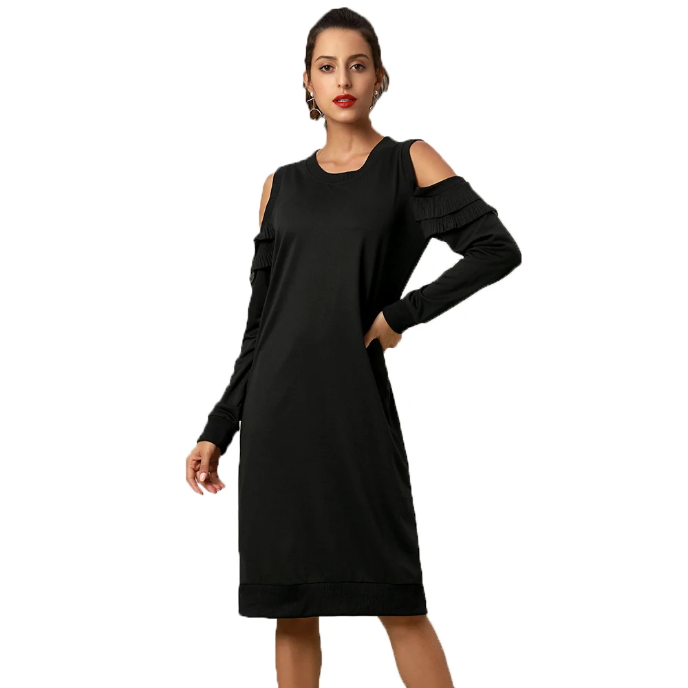 Cold shoulder tie dye polyester plain black color long ruffle sleeve bodycon dress girls ladies women blank t shirt casual dress
Cold shoulder tie dye polyester plain black color long ruffle sleeve bodycon dress girls ladies women blank t shirt casual dress