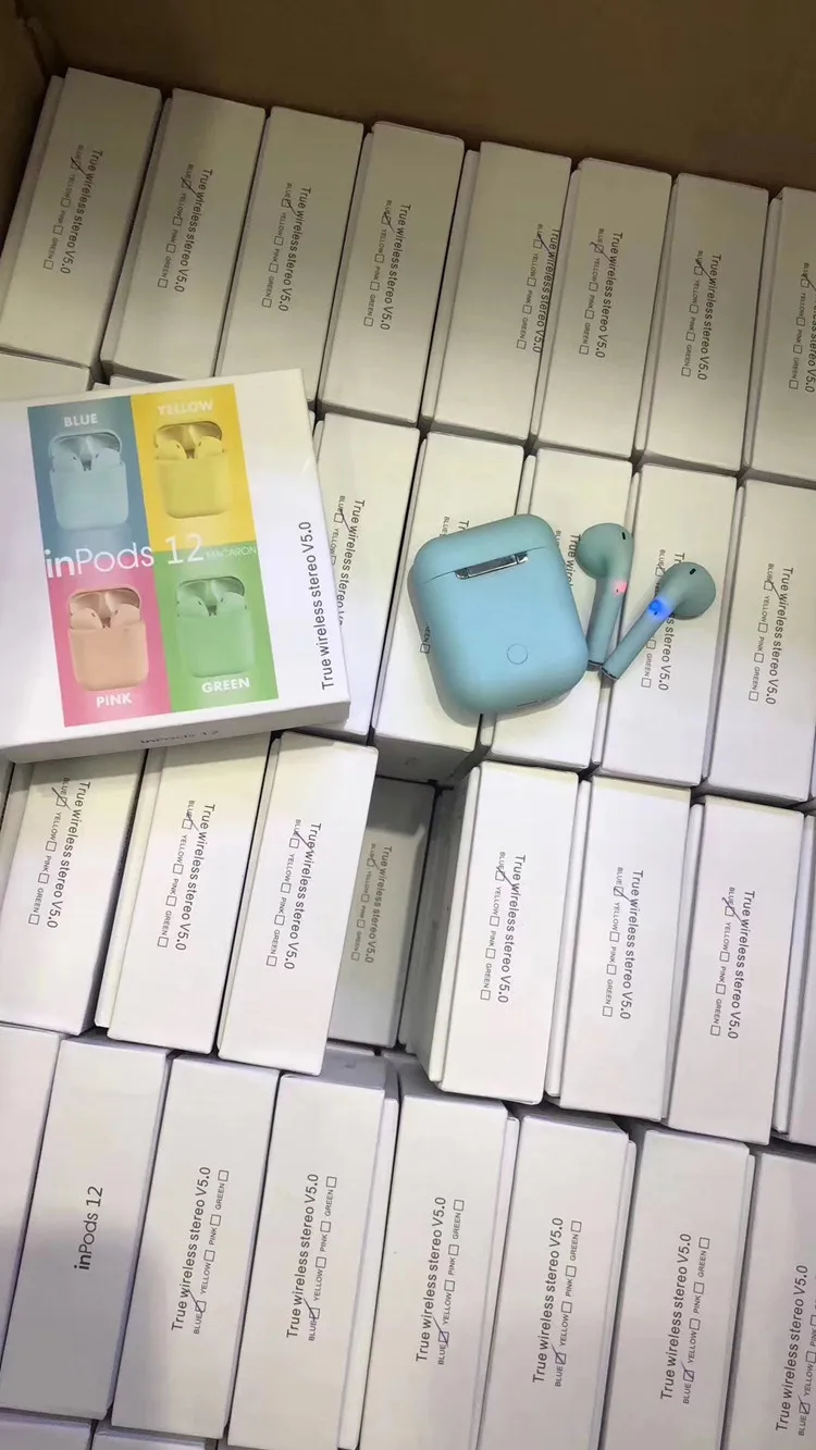 2019 i 12 macaron Earphones bluetooth 5.0 I12 TWS aipods blue tooth ear phones inpods Ture Wireless stereo earbuds - ANKUX.COM