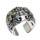 Wholesale Domineering Wind God Beast Open Punk Men 925 Sterling Silver Ring