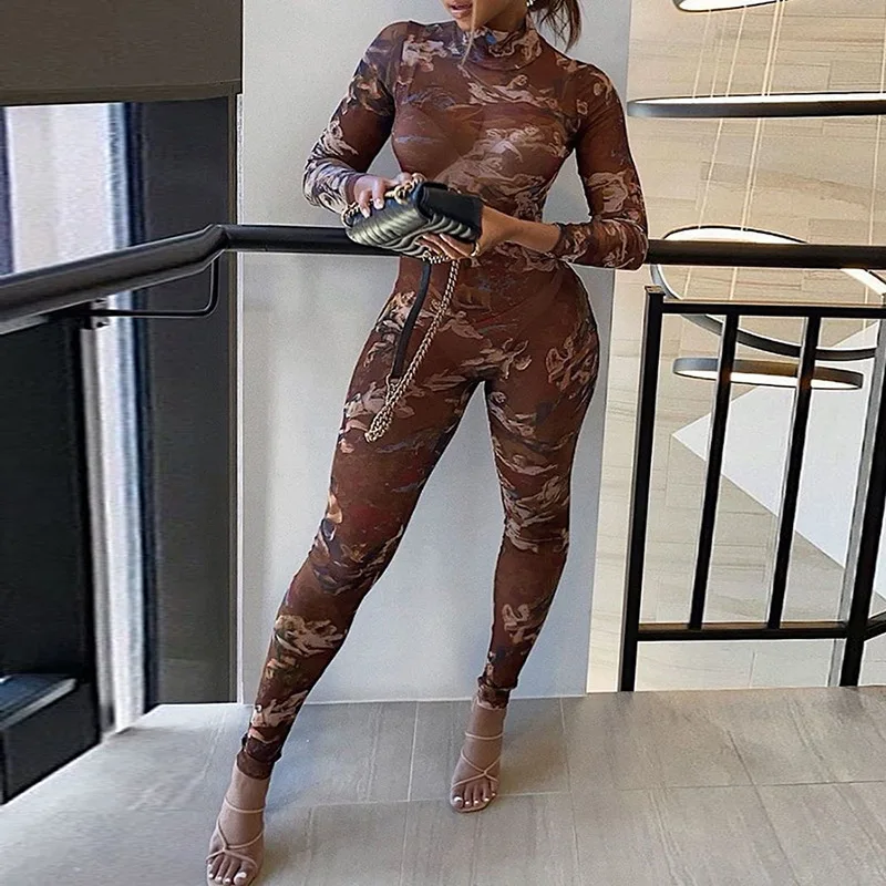 sexy woman elegant printed jumpsuits autumn casual long sleeve see through bodysuits, As pics
sexy woman elegant printed jumpsuits autumn casual long sleeve see through bodysuits, As pics
