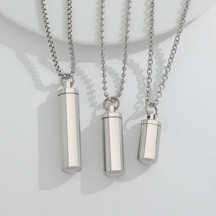 Hip pop Unisex Stainless Steel Openable Memorial Cremation jewelry Perfume Bottle Cylinder Tube Pendant Necklace, Silver color
Hip pop Unisex Stainless Steel Openable Memorial Cremation jewelry Perfume Bottle Cylinder Tube Pendant Necklace, Silver color