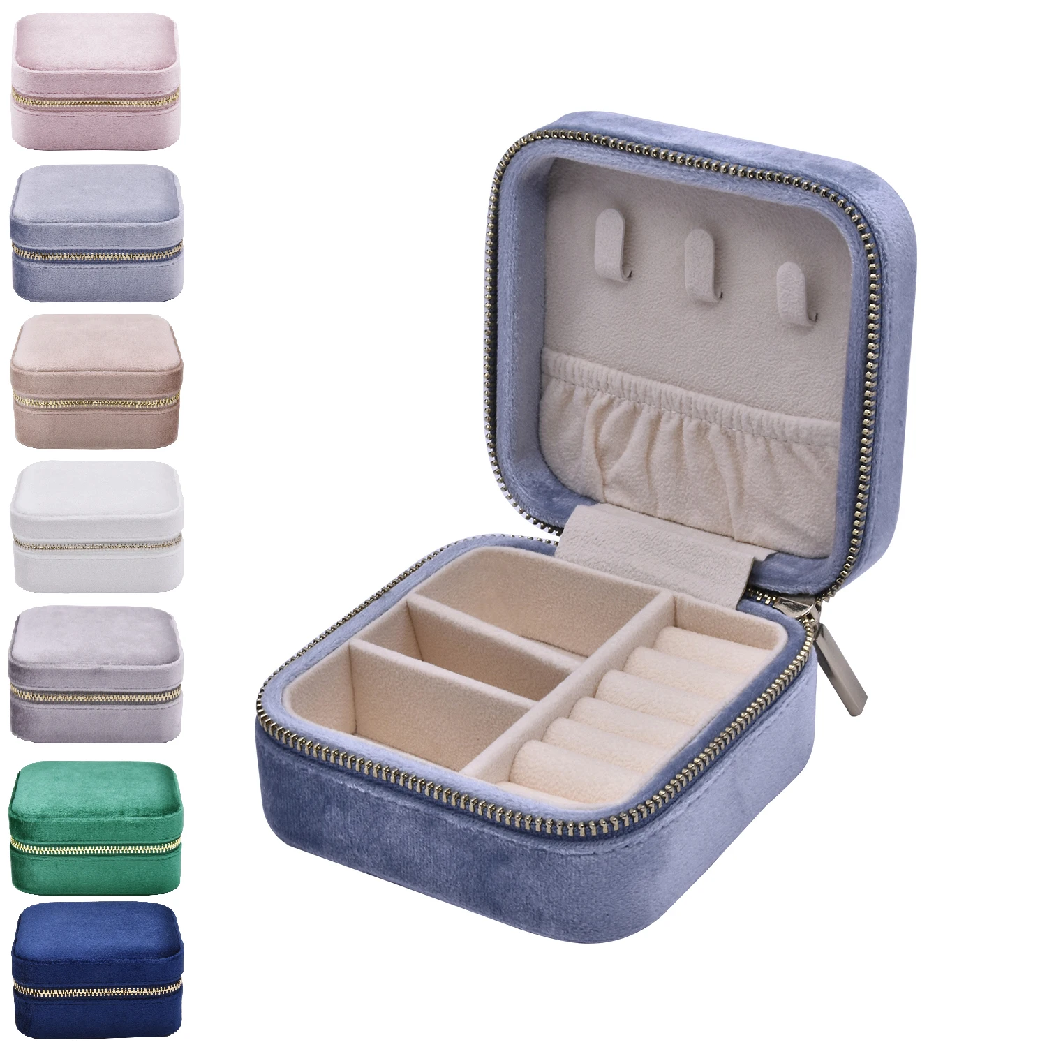 square Travel Fashion Velvet zipper Stud Organizer For Mirrored Portable Small Velvet Jewellery Storage Box
square Travel Fashion Velvet zipper Stud Organizer For Mirrored Portable Small Velvet Jewellery Storage Box