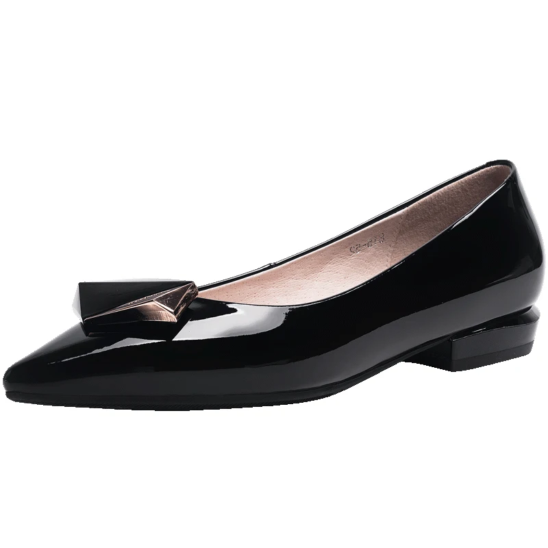J299 New spring fashion patent leather dress shoes women 2019, White/black/pink
J299 New spring fashion patent leather dress shoes women 2019, White/black/pink