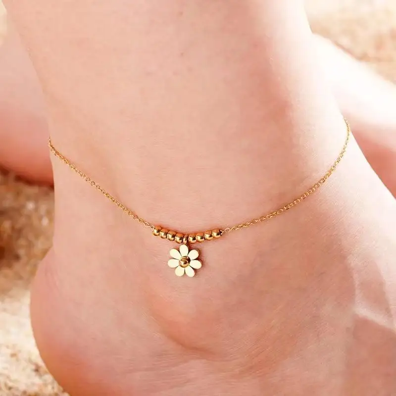 Women Foot Ankle Bracelets Jewelry Gold Color Stainless Steel Daisy Sunflower Anklet
Women Foot Ankle Bracelets Jewelry Gold Color Stainless Steel Daisy Sunflower Anklet
