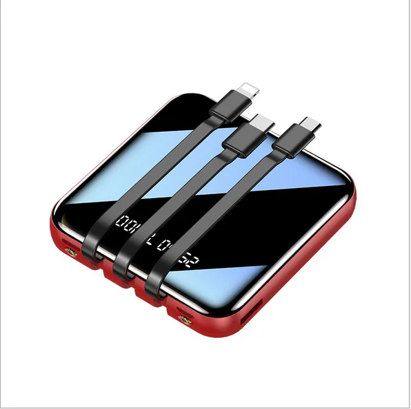 20000mAh Mirror Mini Power Bank Portable LED LCD Fast Charging slim Powerbank Quick Charge Mobile Charger with 3 in 1 cables, Black/red
20000mAh Mirror Mini Power Bank Portable LED LCD Fast Charging slim Powerbank Quick Charge Mobile Charger with 3 in 1 cables, Black/red