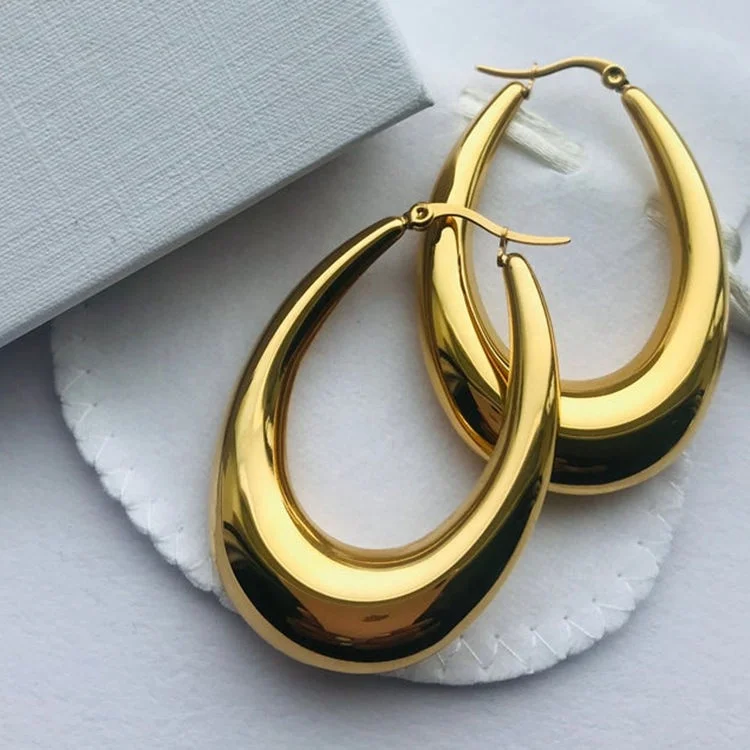 Top Selling Hypoallergenic 18k Gold Plated Hollow Oval Hoop Earrings, Water Resistant Large Hoop Earrings for Women, Gold, rose gold, steel, black etc.
Top Selling Hypoallergenic 18k Gold Plated Hollow Oval Hoop Earrings, Water Resistant Large Hoop Earrings for Women, Gold, rose gold, steel, black etc.