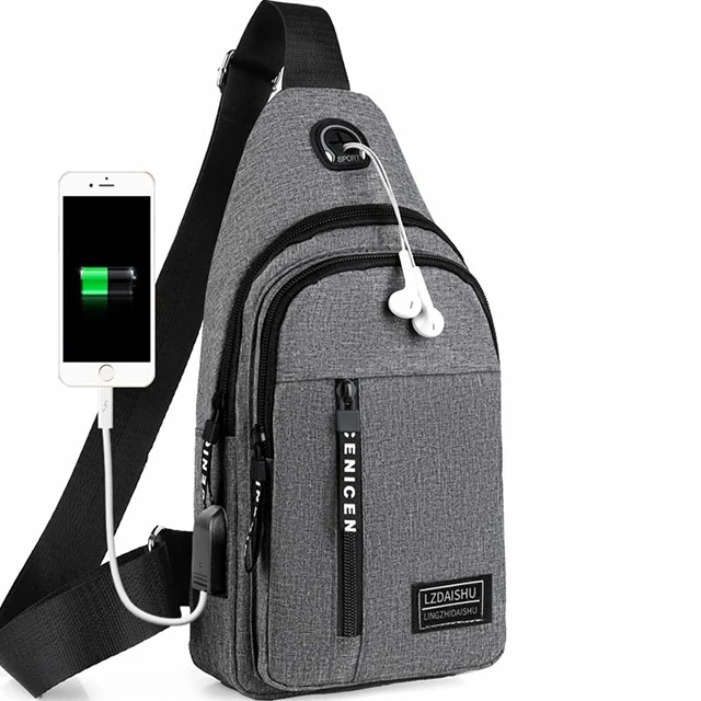 Factory wholesale cheap men's chest bag fashion casual messenger bag canvas with USB charging port trendy men's bag high quality, 3colors
Factory wholesale cheap men's chest bag fashion casual messenger bag canvas with USB charging port trendy men's bag high quality, 3colors