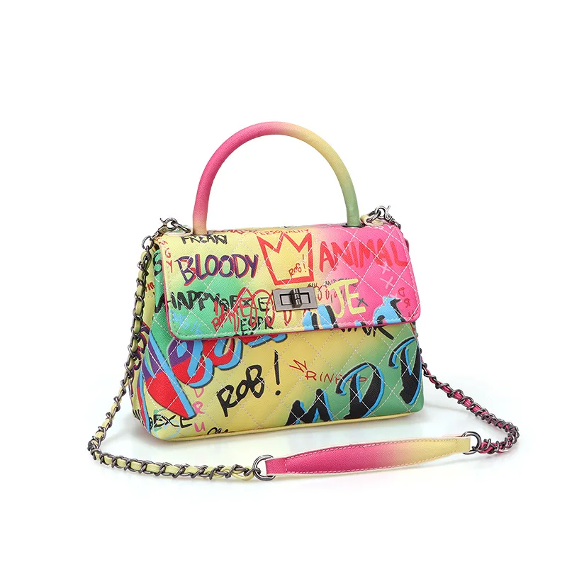 Custom Model Fashionable Ladies Handbag Colorful Letters Graffiti Lock Buckle Zipper Chain Handbags For Women Shoulder
Custom Model Fashionable Ladies Handbag Colorful Letters Graffiti Lock Buckle Zipper Chain Handbags For Women Shoulder